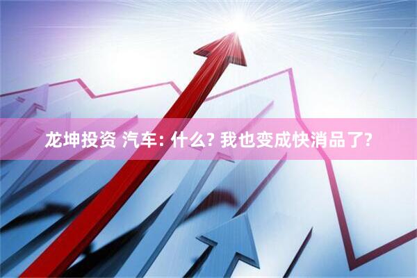 龙坤投资 汽车: 什么? 我也变成快消品了?