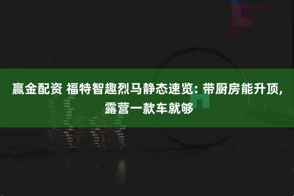 赢金配资 福特智趣烈马静态速览: 带厨房能升顶, 露营一款车就够